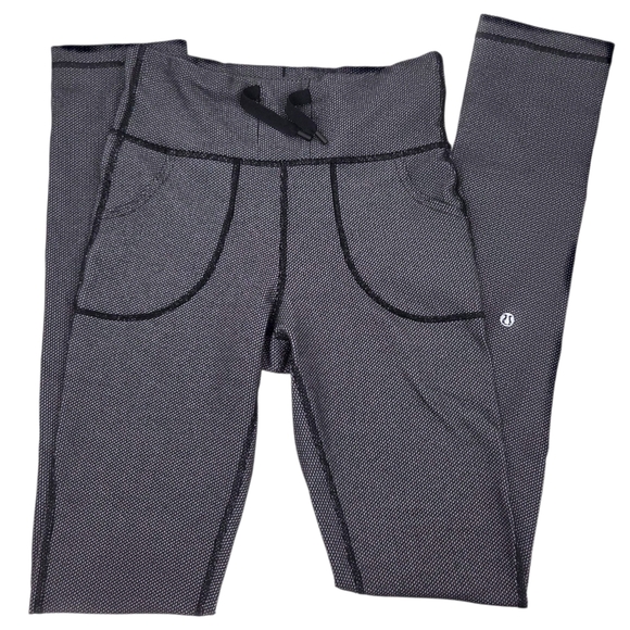 Lululemon Skinny Will Pant Womens 4 Leggings Black Diamond Dot Drawstring - Picture 1 of 9